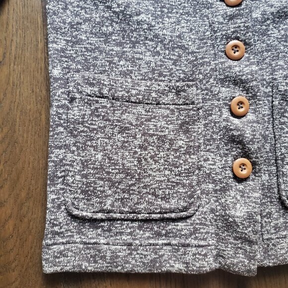 Womens COLUMBIA Fleece Cardigan Heathered Grey Wood Buttons Pockets Grandpacore - Picture 6 of 7